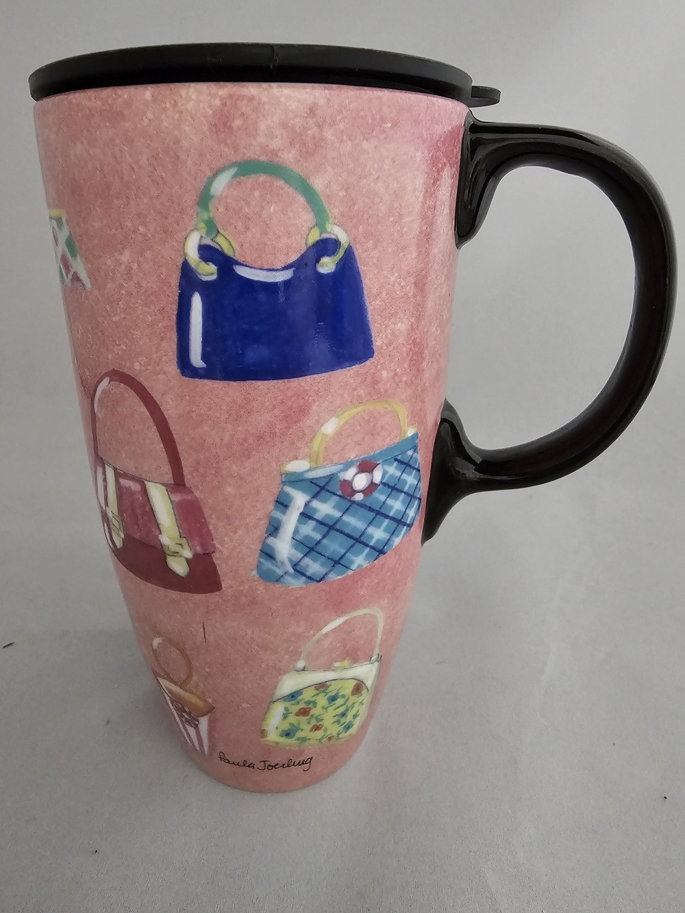 Cypress Home Pink Travel Mug with Handbag Print